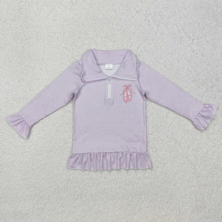 Embroidered Bows and Ballet Zip Up Long Sleeve