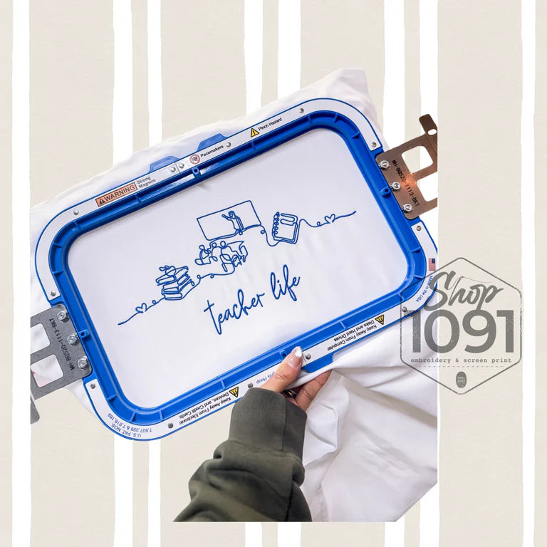 Teacher Life Line Art Embroidered