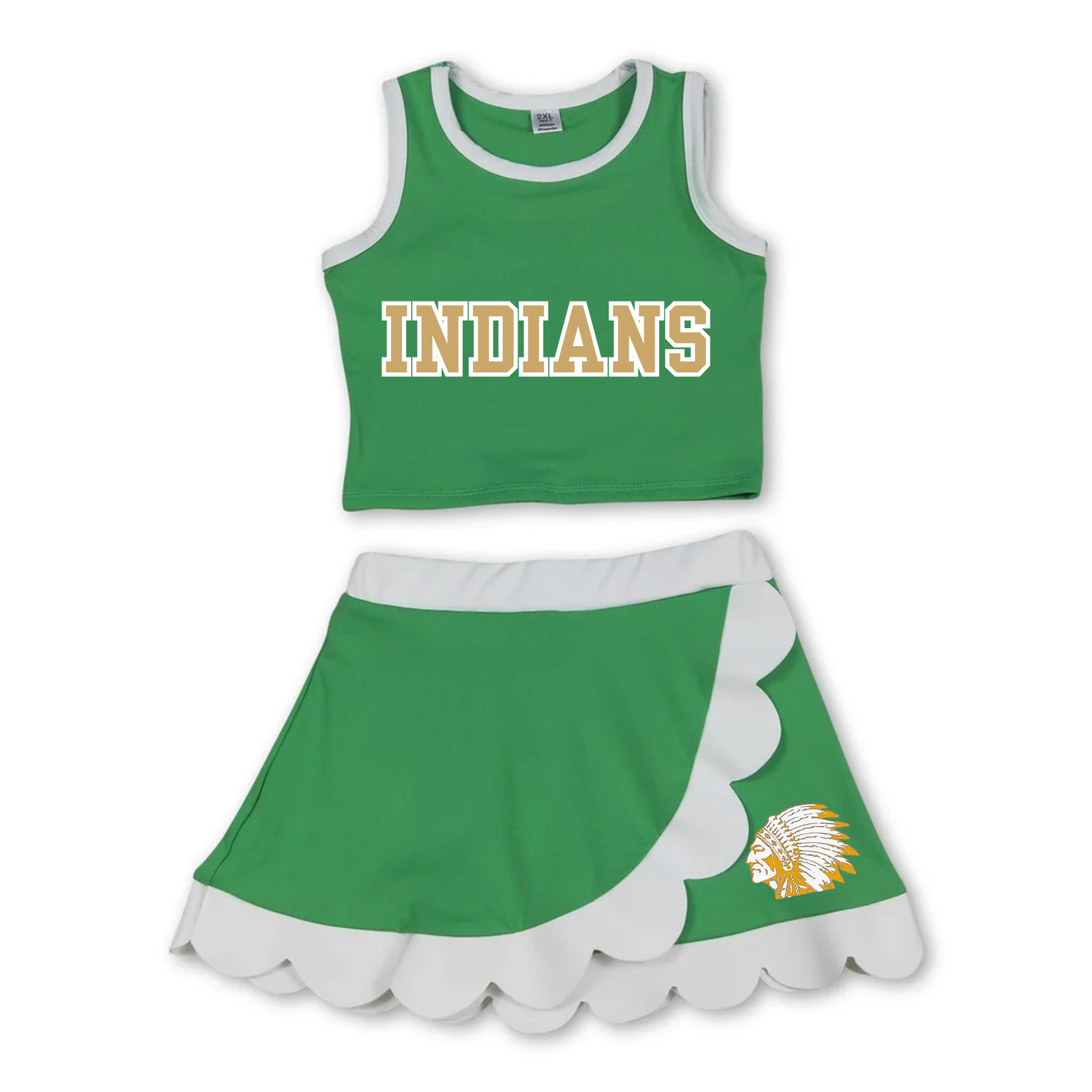 Indians Scalloped 2 Pc Skort Set