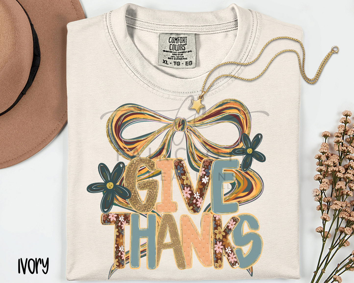 Give Thanks Watercolor Bow