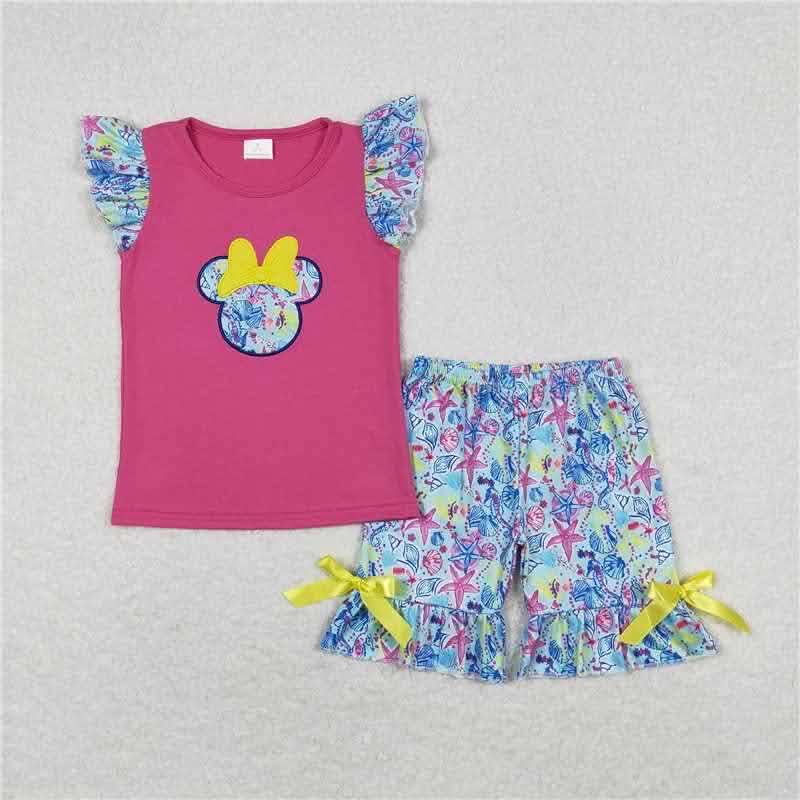 Floral Minnie Ears with Yellow Bow Short Set