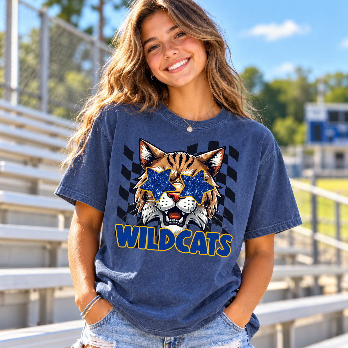 Checkered Flag Wildcats with Stars