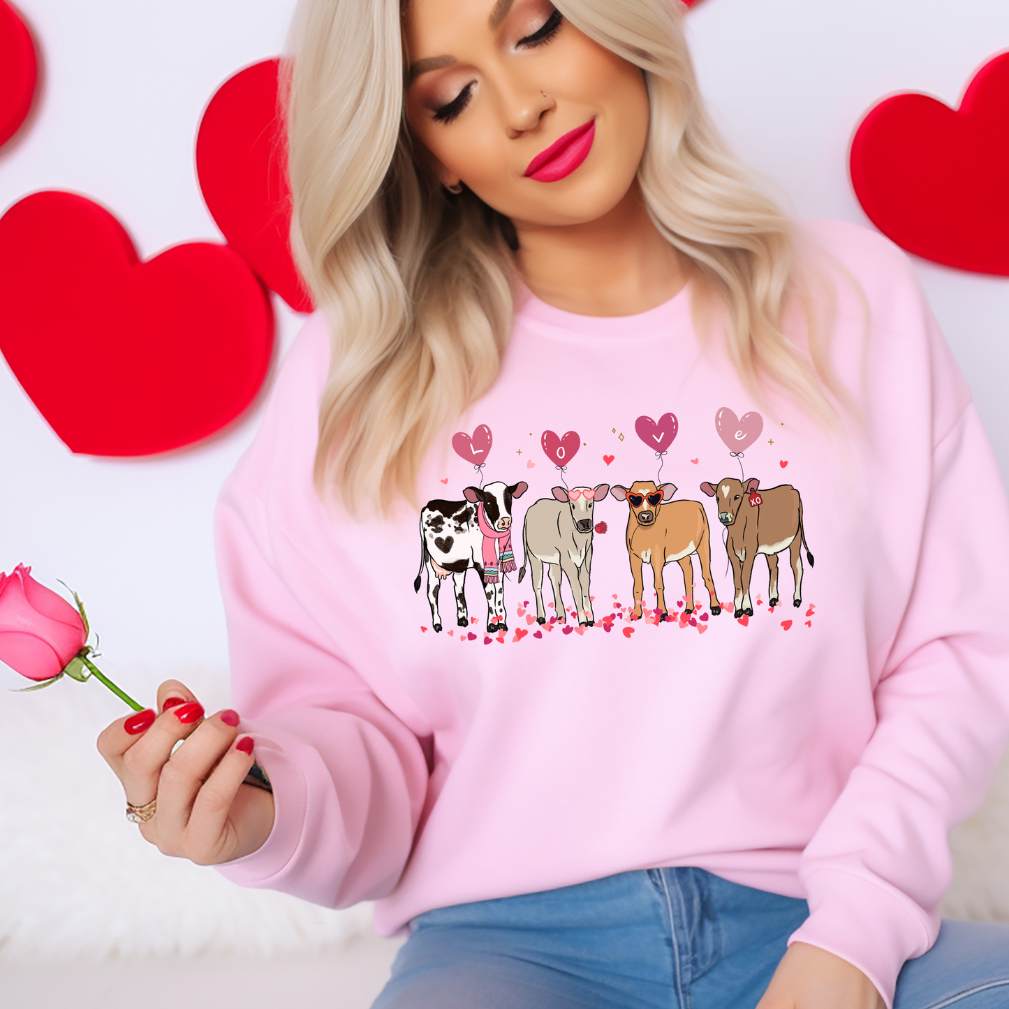 Set of 4 Cows Valentine's