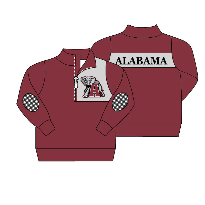 Elephant Plaid Elbow Boy Pullover