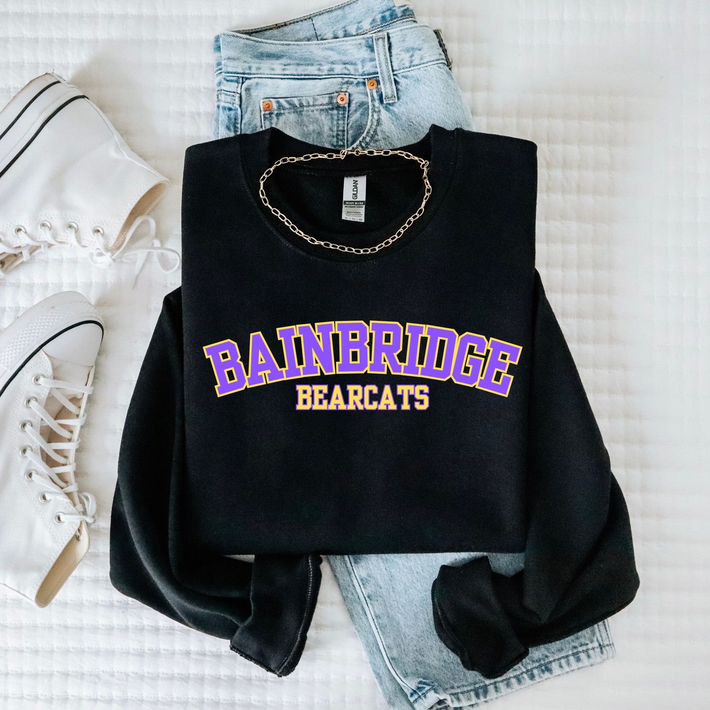 Bainbridge Bearcats (Purple/Gold)- Black Sweatshirt