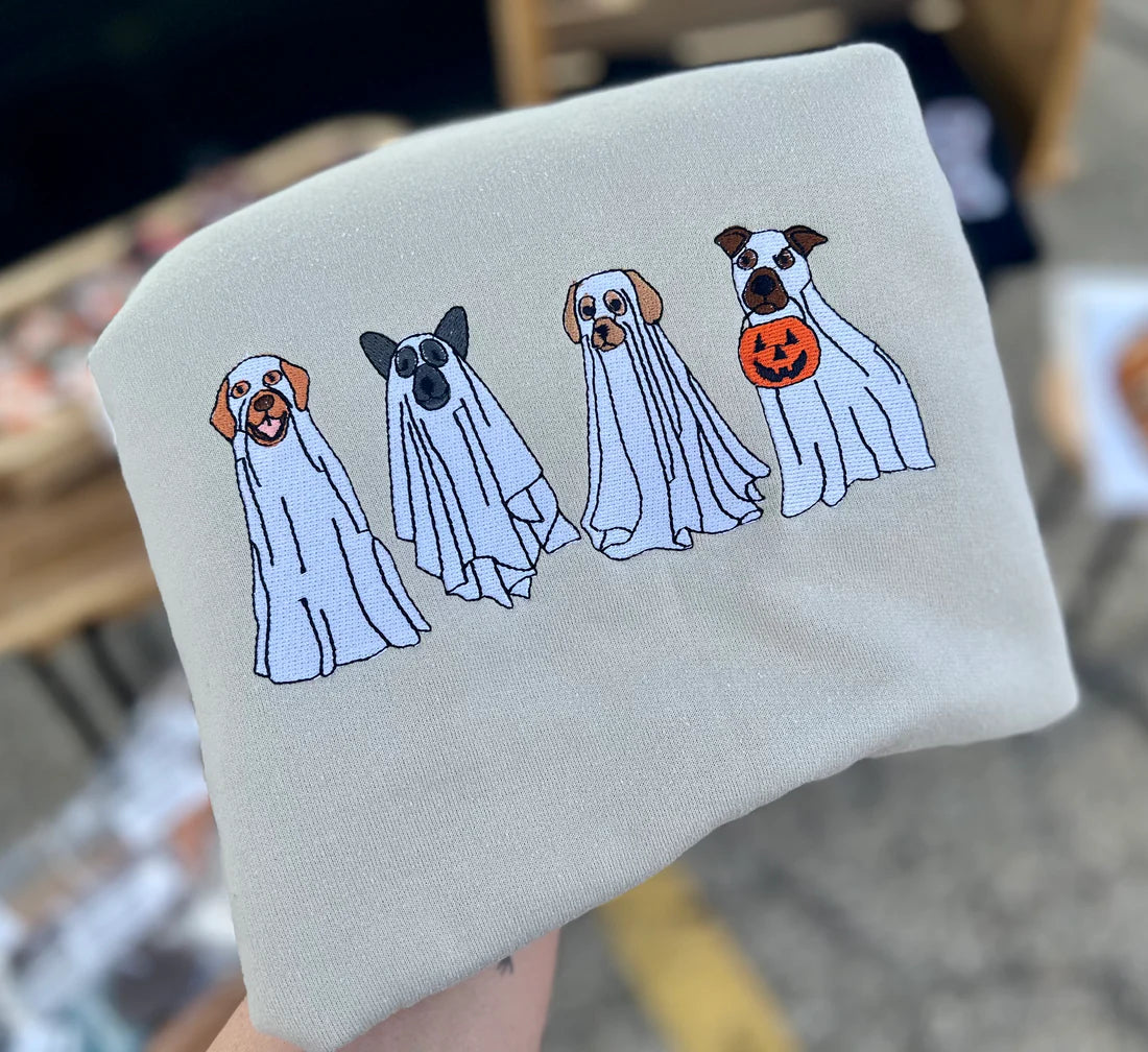 Spooky Dogs Embroidered Crewneck