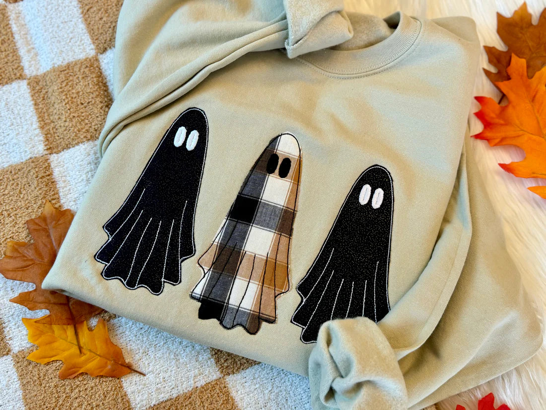 Ghost Sequin Embroidered Applique Sweatshirt