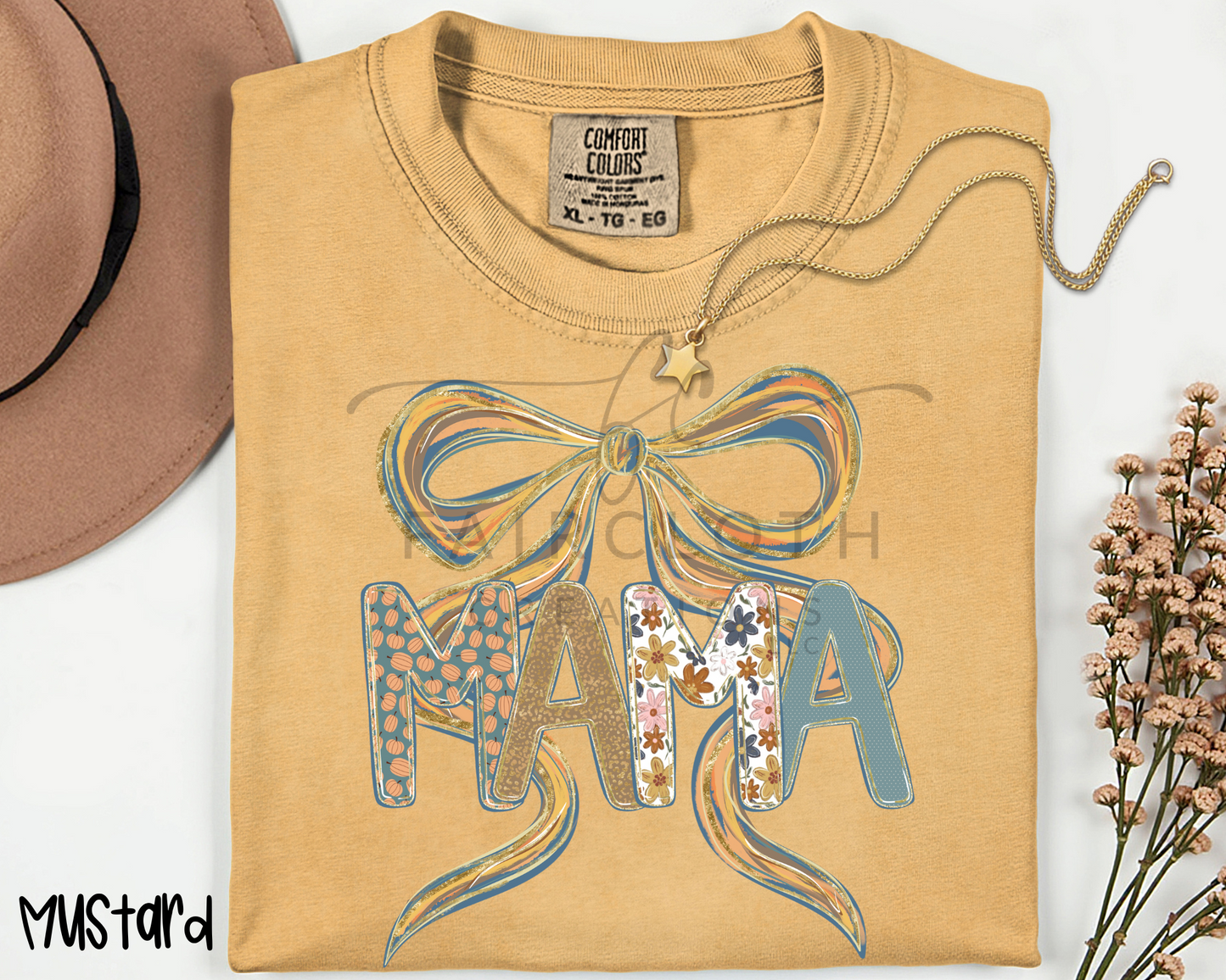 Mama Fall Watercolor Bow