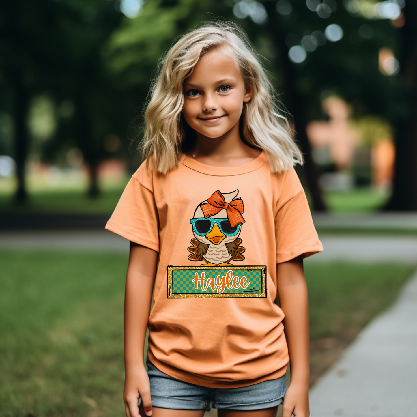 Turkey with Orange Bow and Name