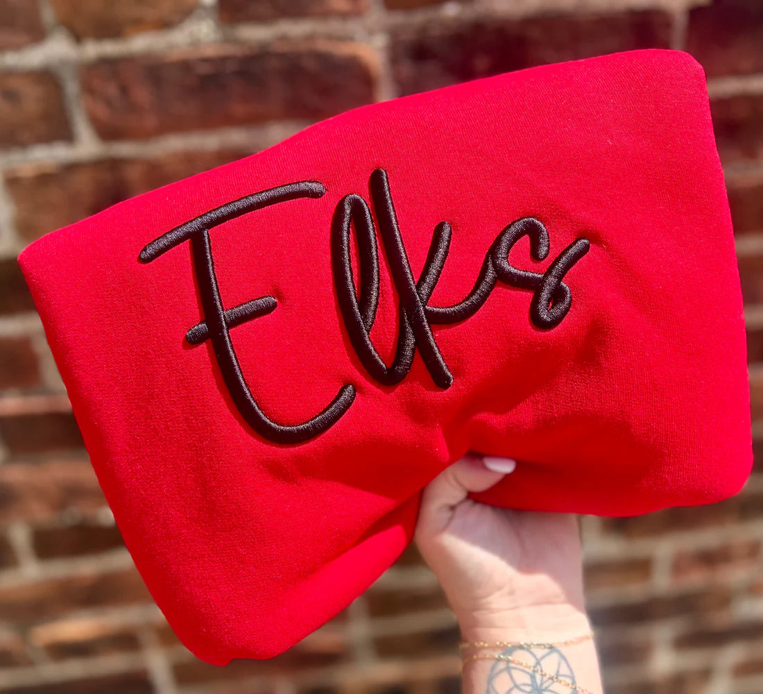 Cursive Mascot Puff - Crewneck Pullovers