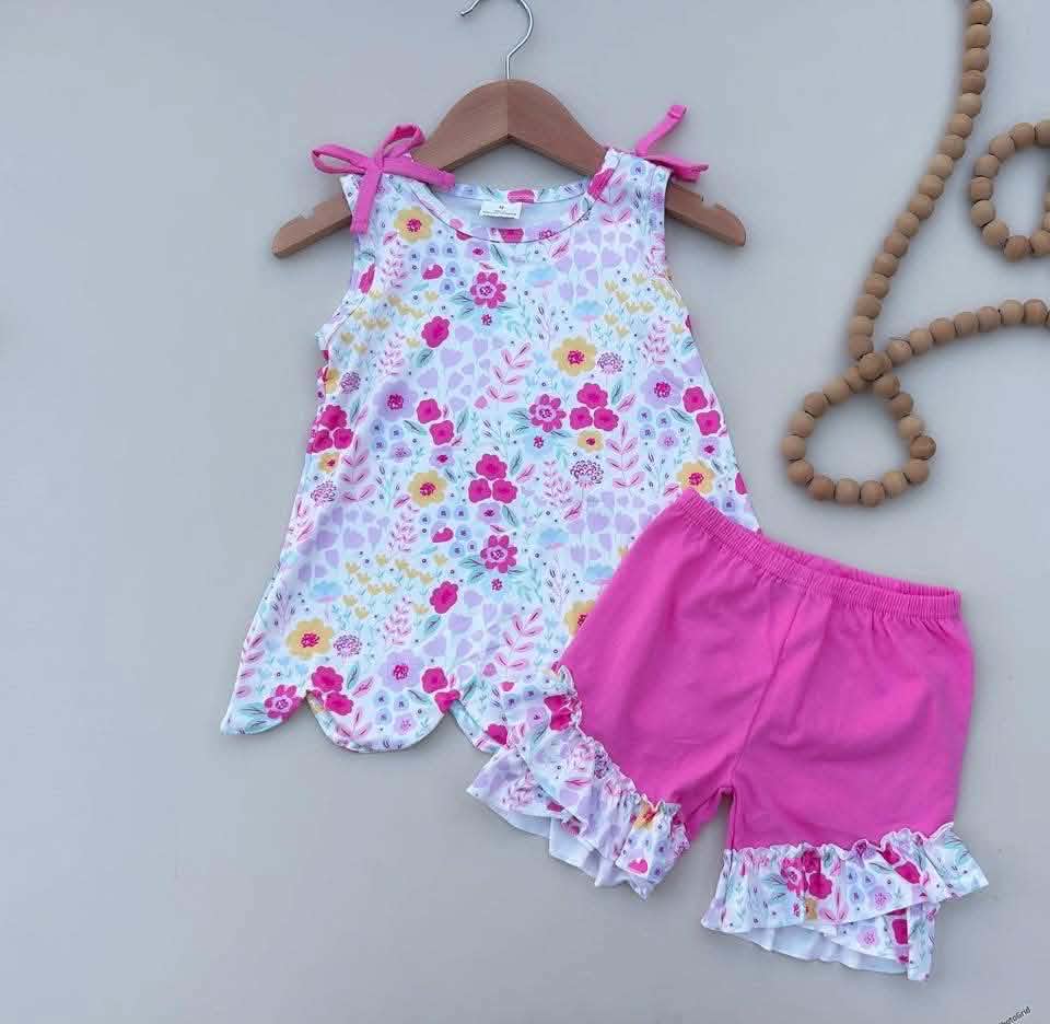 Hot Pink Floral Short Set