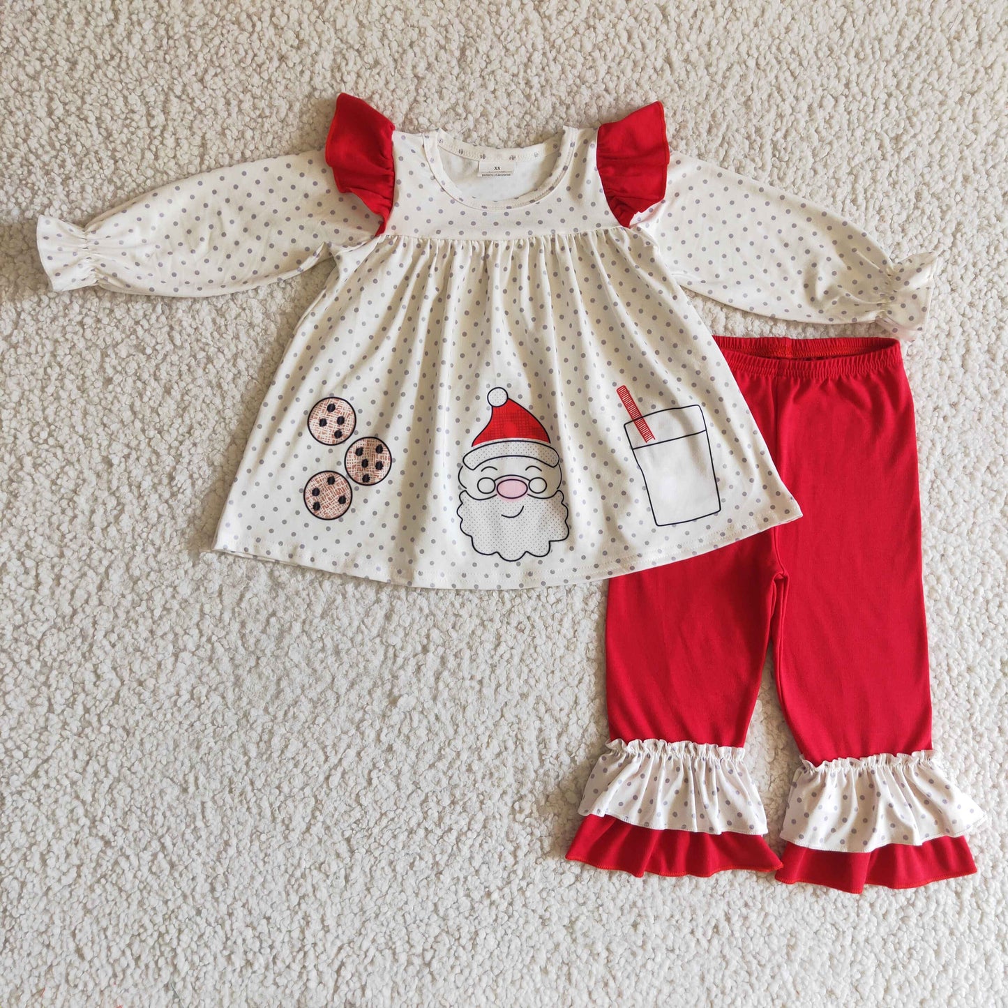 Santa and Cookies Polka Dot Ruffle Set