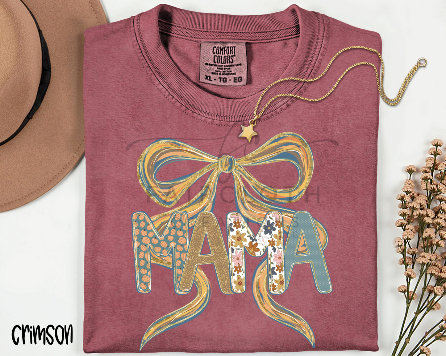 Mama Fall Watercolor Bow