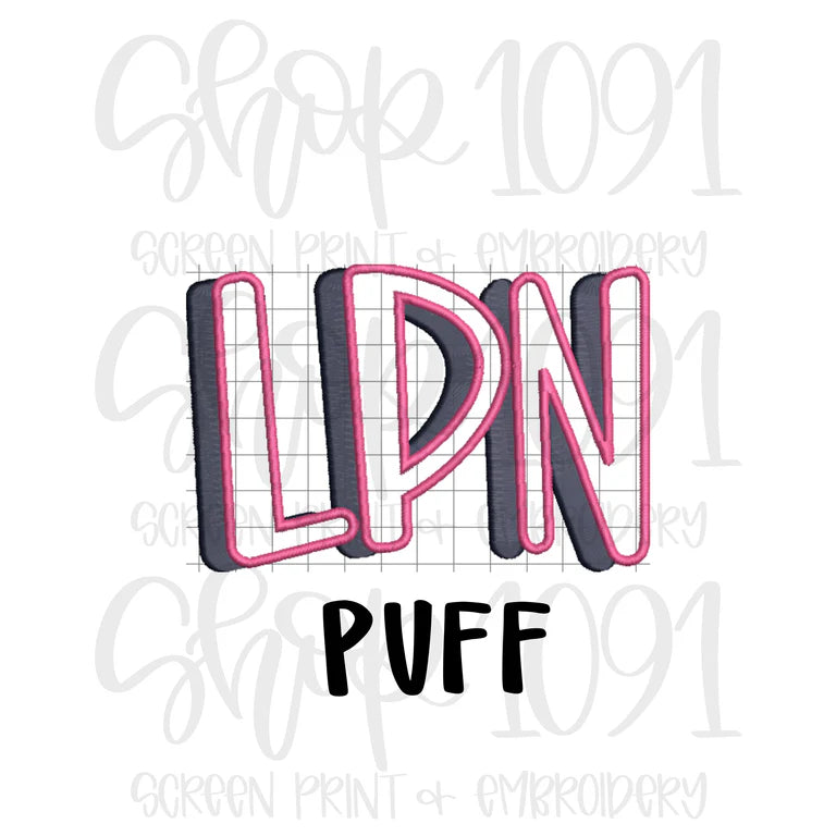 LPN Puff POCKET SIZE Embroidered