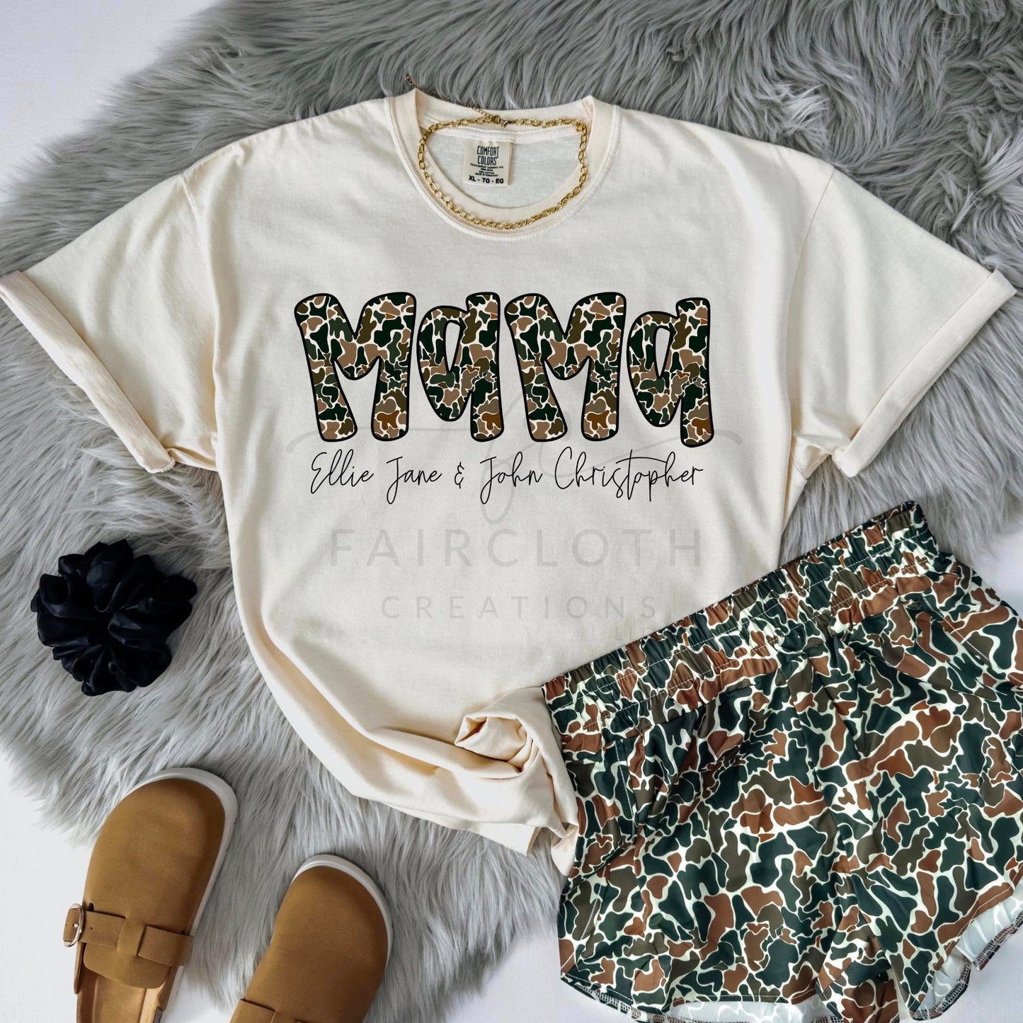 Camo Mama Scribble Name with Kid Names