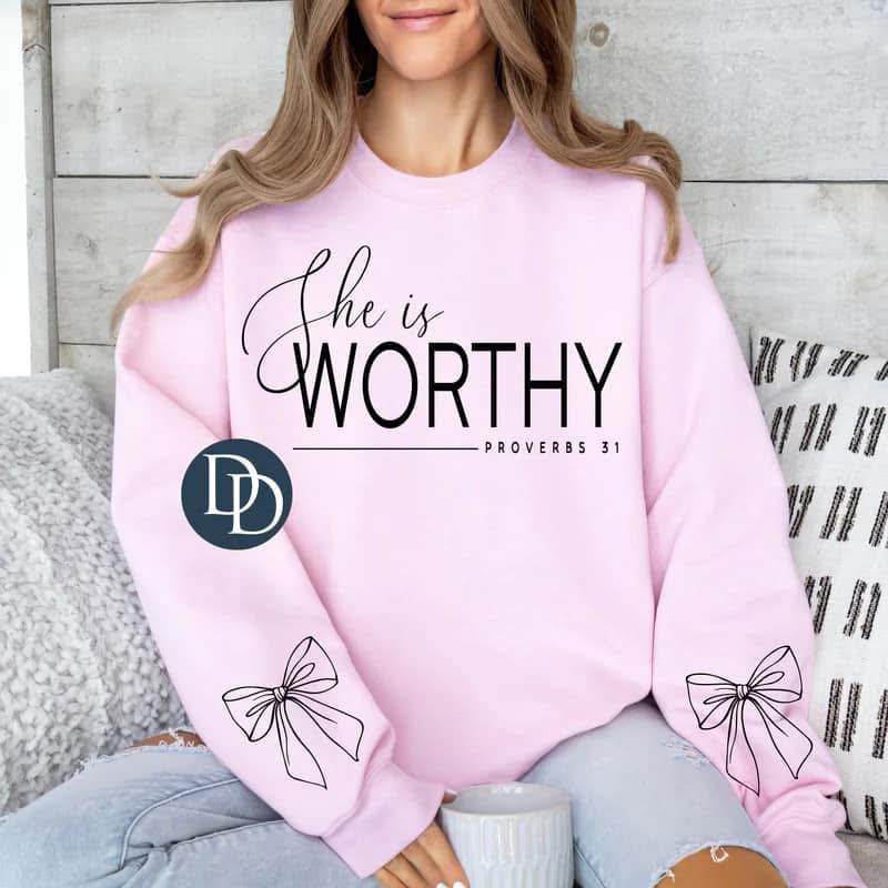 She is Worthy- 2 Bows- Black
