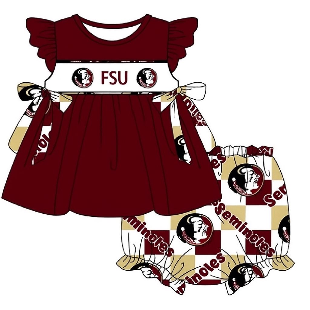 Garnet and Gold Checkered Bummie Outfit