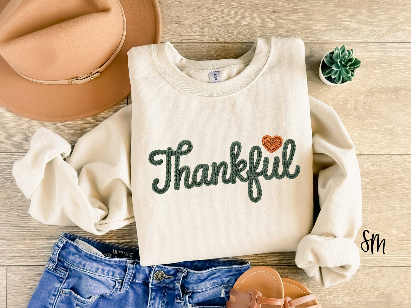 Faux Yarn Thankful
