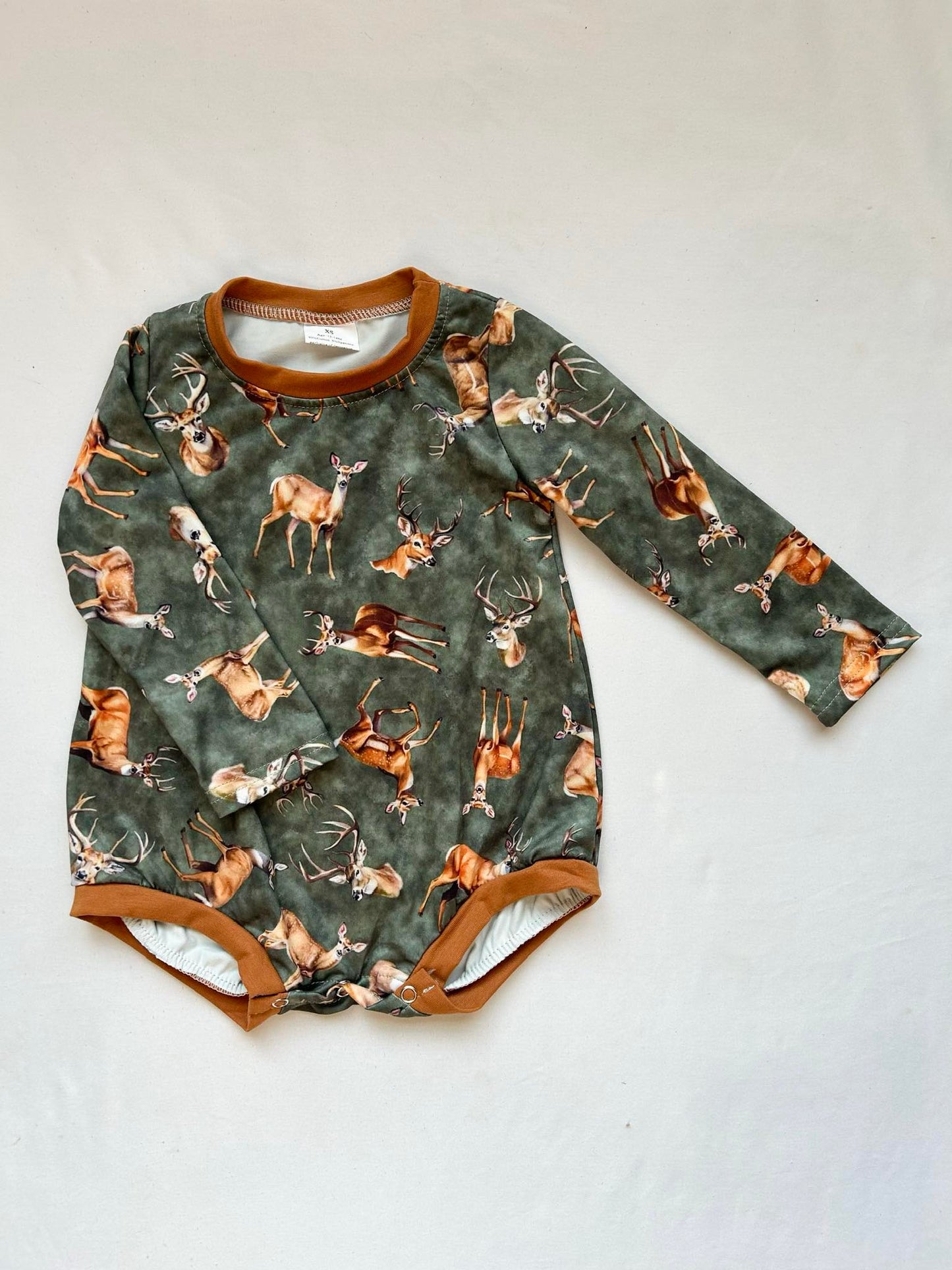 Deer with Green Background Long Sleeve Bubble