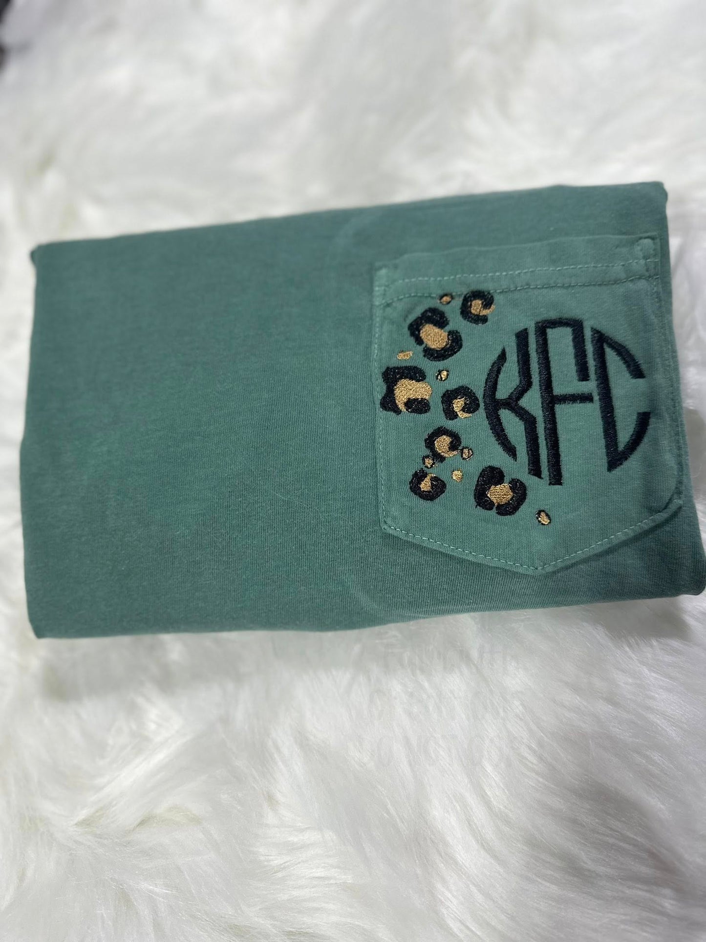 Embroidered Leopard Circle Monogram