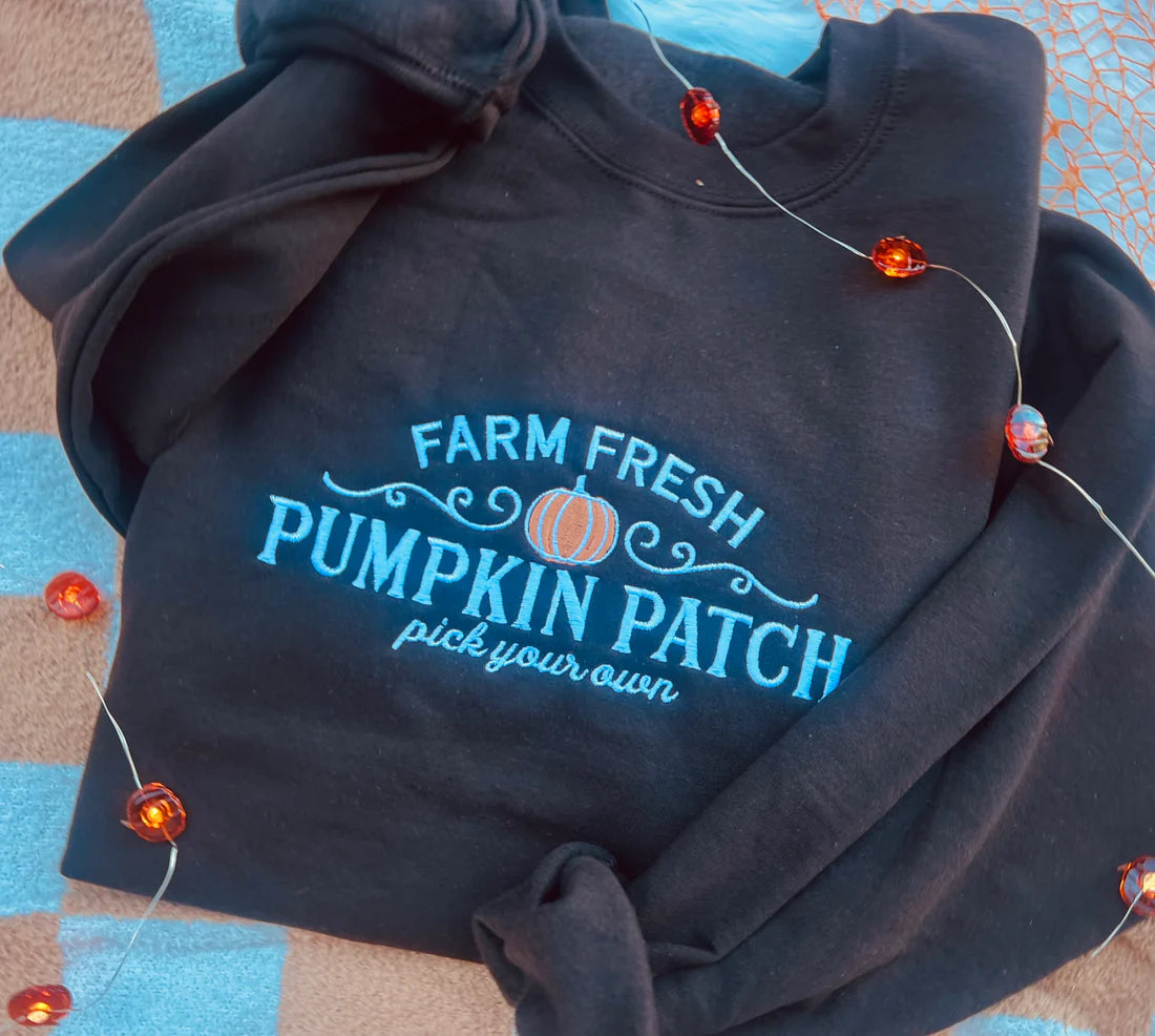 Farm Fresh Pumpkin Patch Embroidered Crewneck