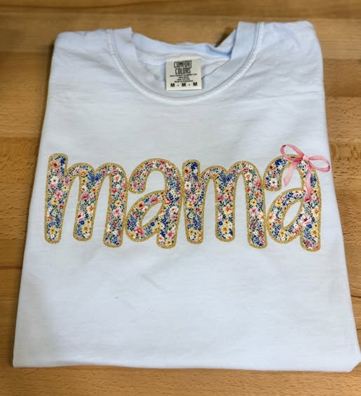 Floral Mama with Pink Bow on Top