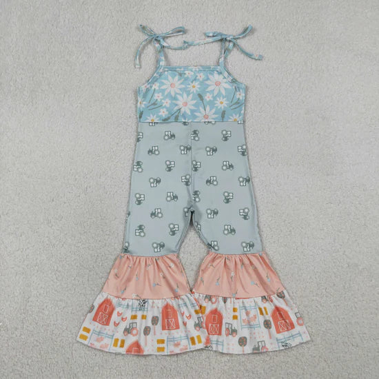 Floral Tractor Red House Patchwork Suspender Jumpsuit