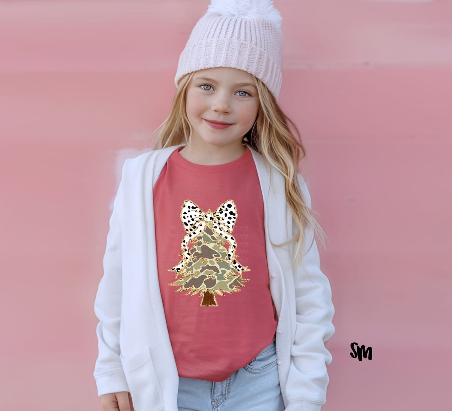 Camo Christmas Tree with Polka Dot Bow