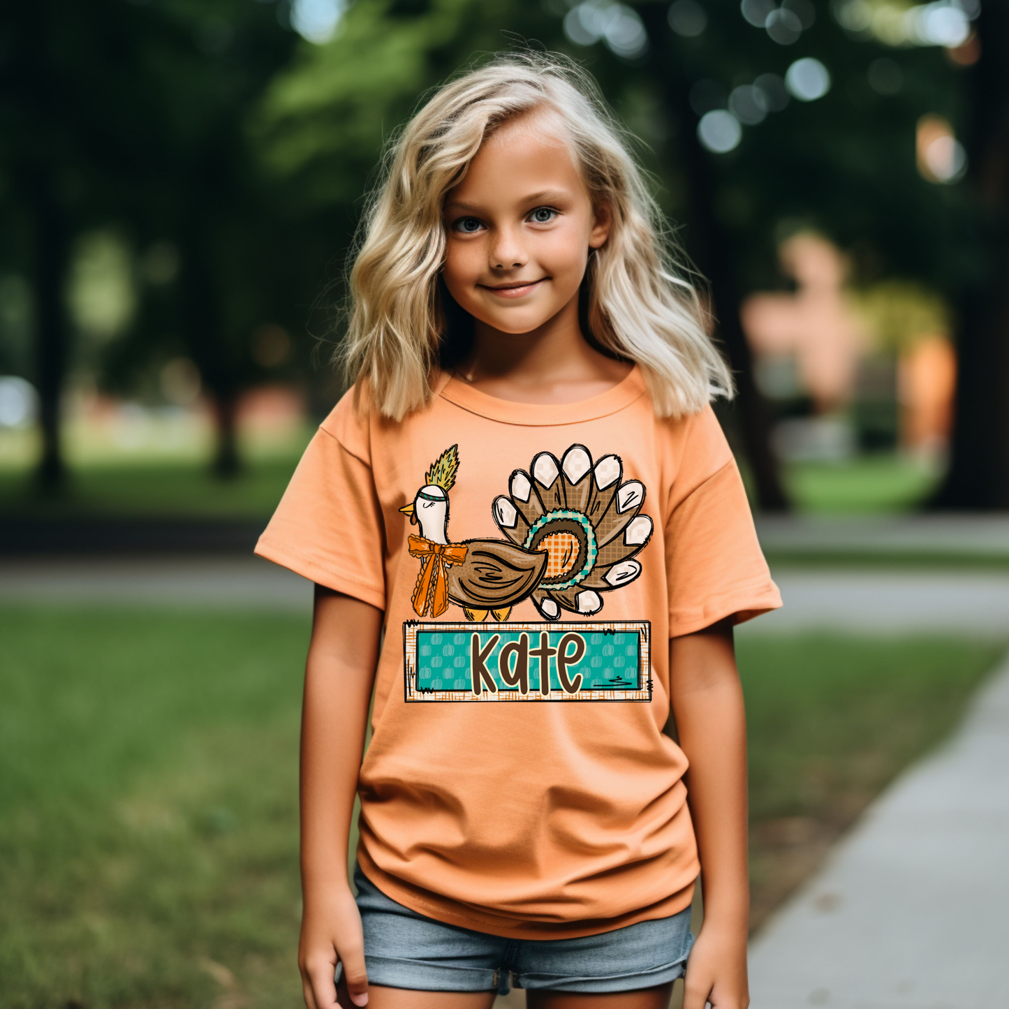 Turkey with Teal and Name