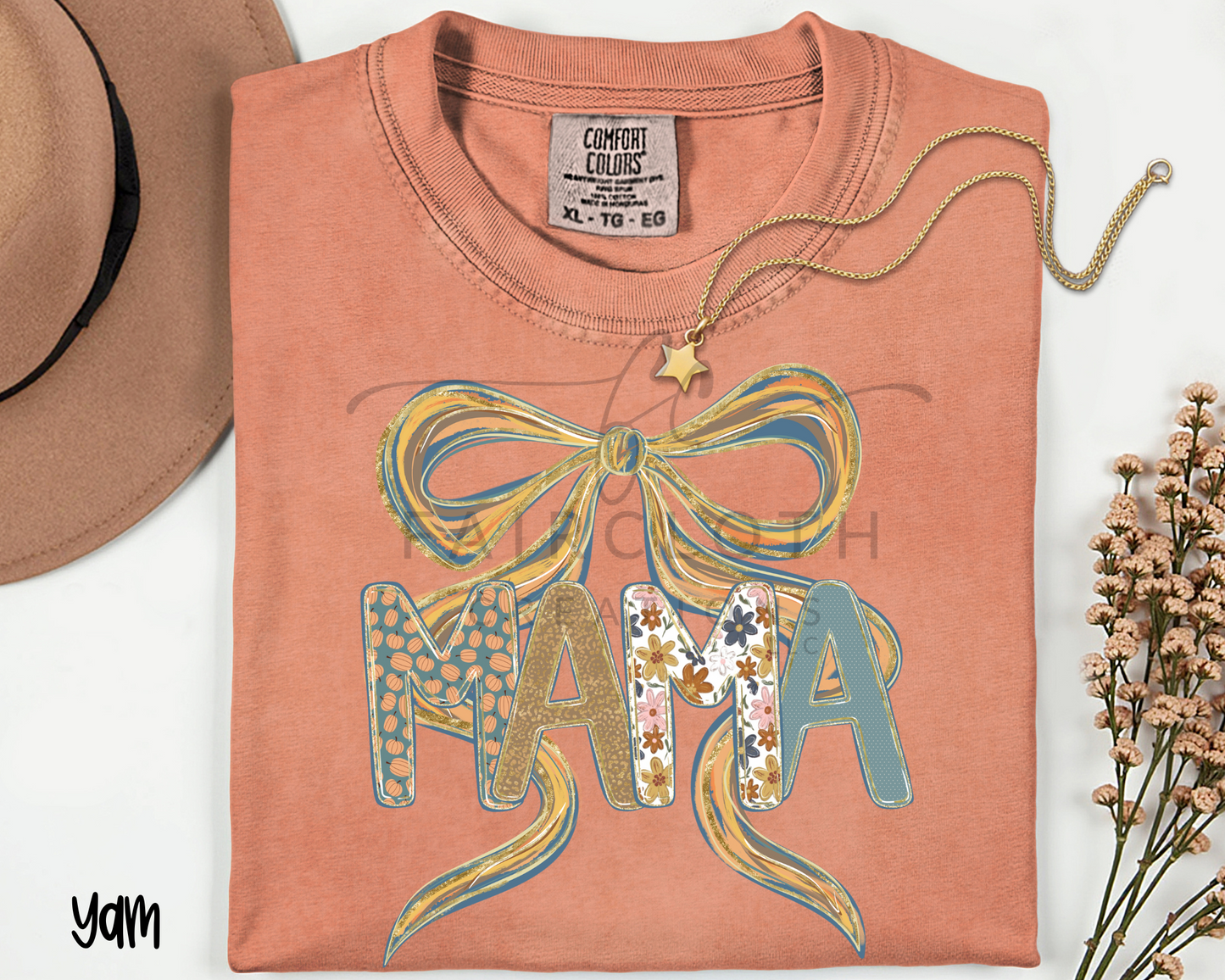 Mama Fall Watercolor Bow
