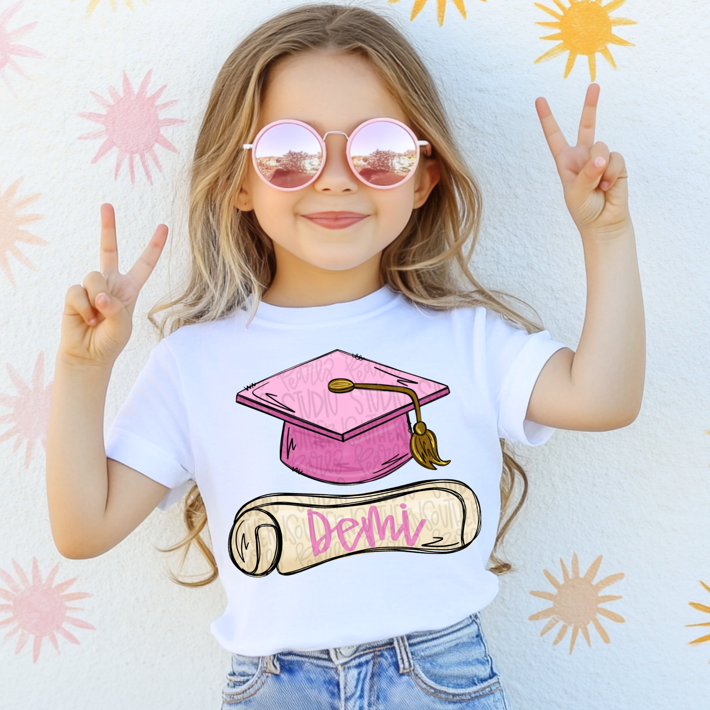 Pink Cap with Gold Tassel and Scroll Name