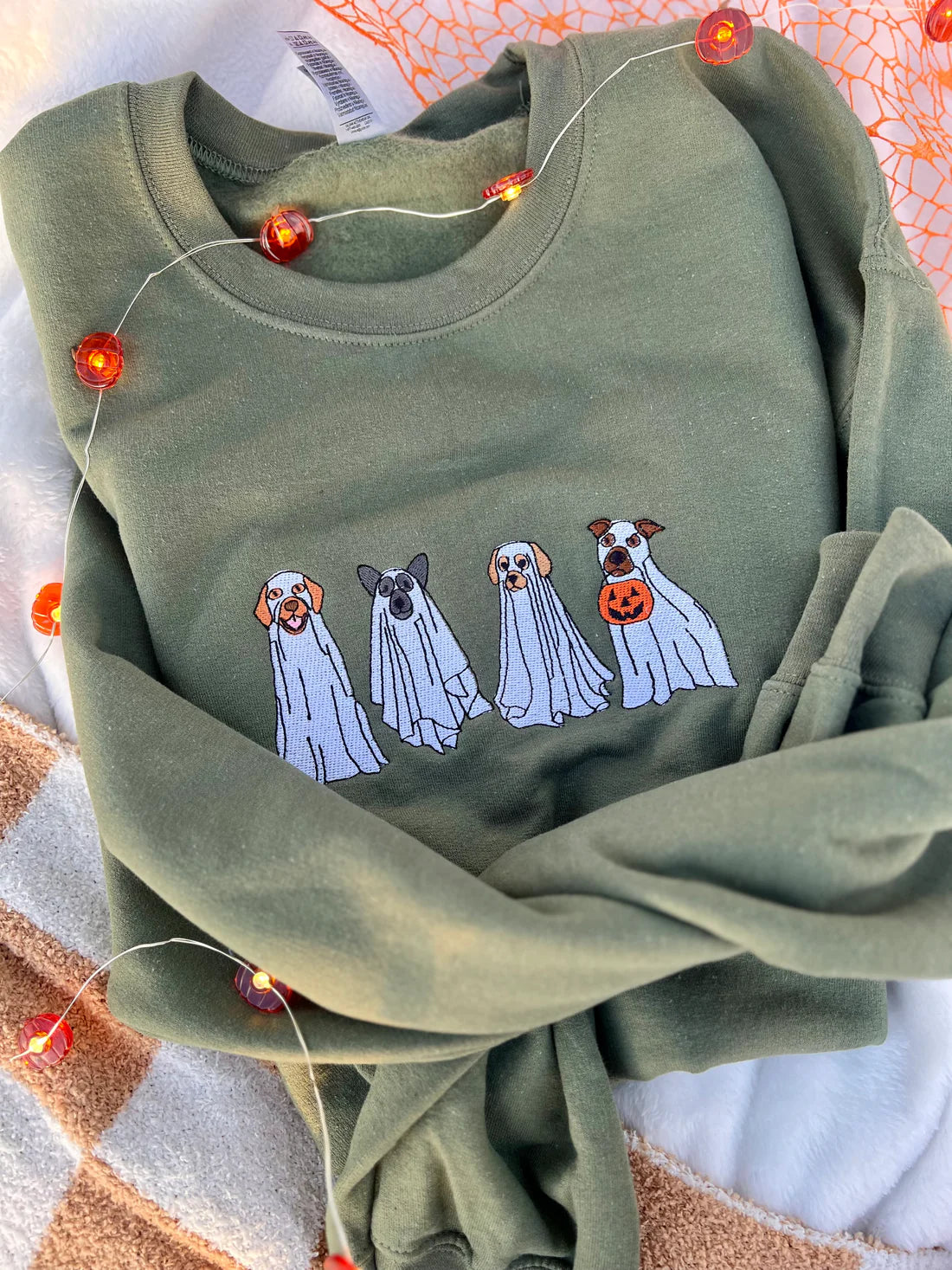 Spooky Dogs Embroidered Crewneck