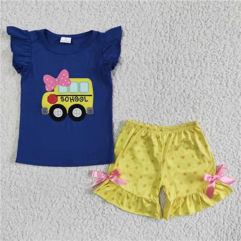 Yellow School Bus Short Set