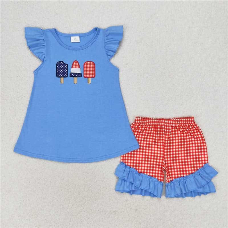 Three Patriotic Popsicles Short Set