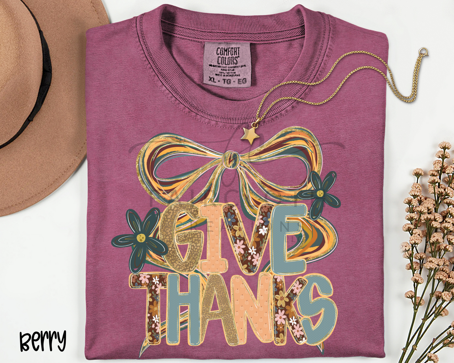 Give Thanks Watercolor Bow