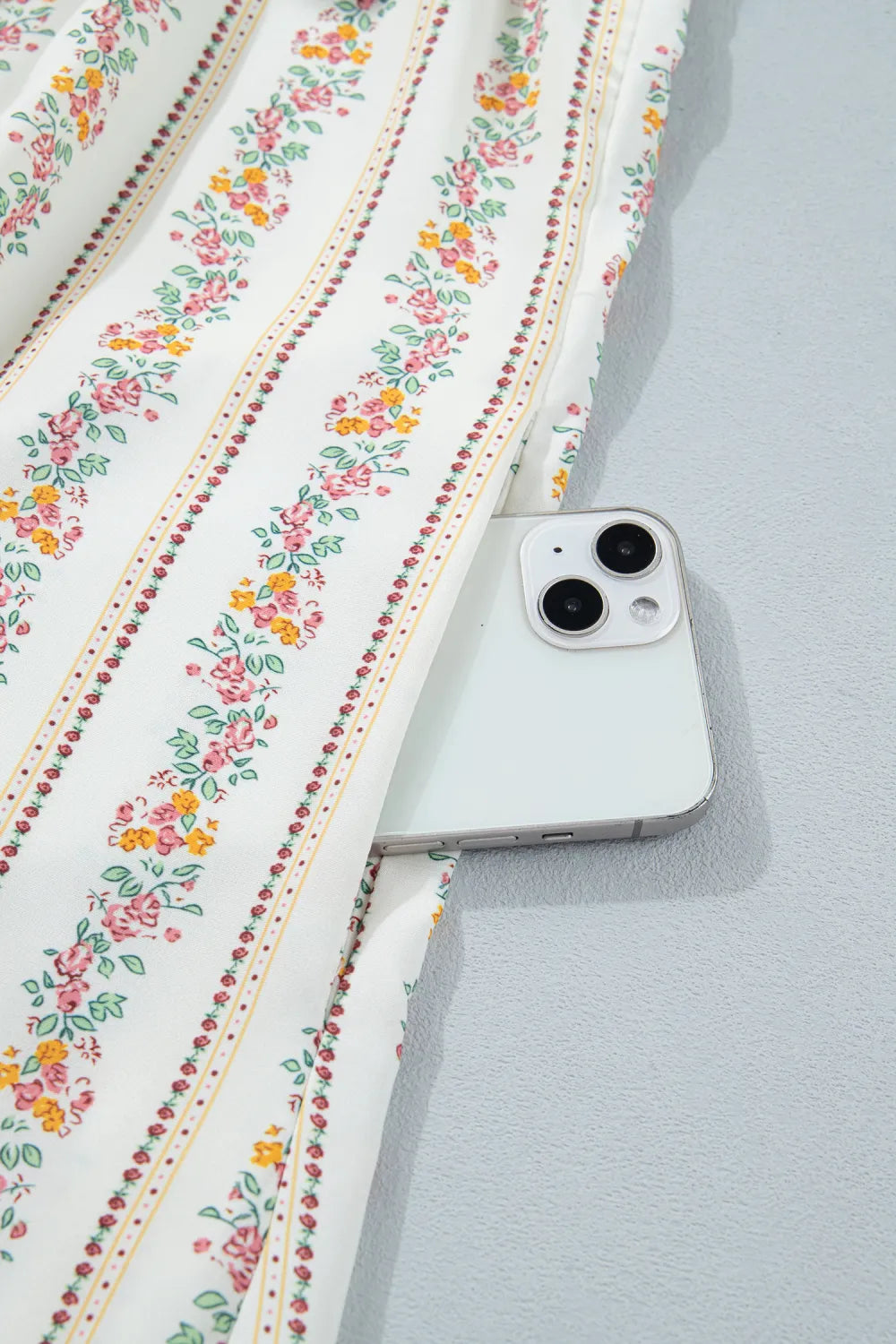 Multicolor Floral Ribbon Bow Square Neck Mini Dress