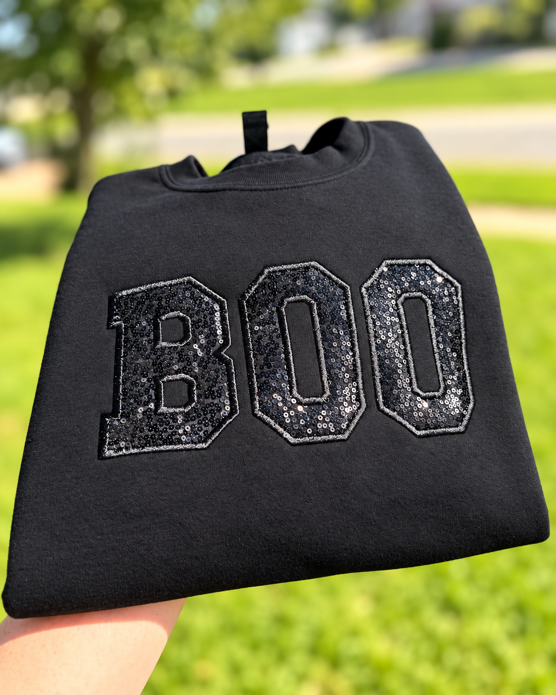 Sequin Embroidered Boo Sweatshirt