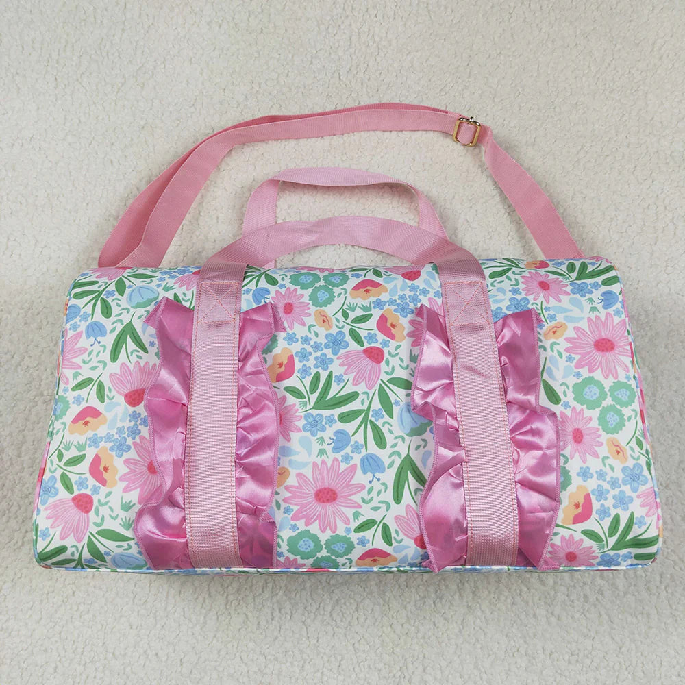 Ruffle Floral Print Gym Duffle Bag