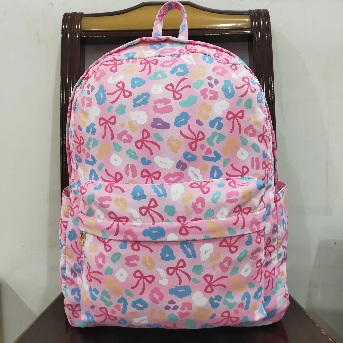 Bow and Colorful Leopard Book Bag