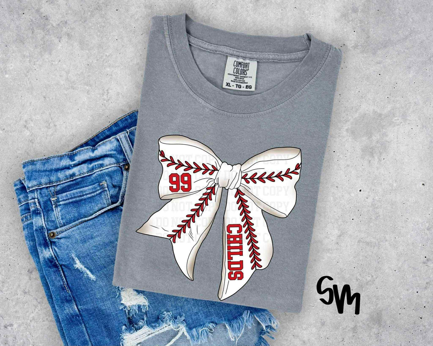 Baseball Bow with Number and Name