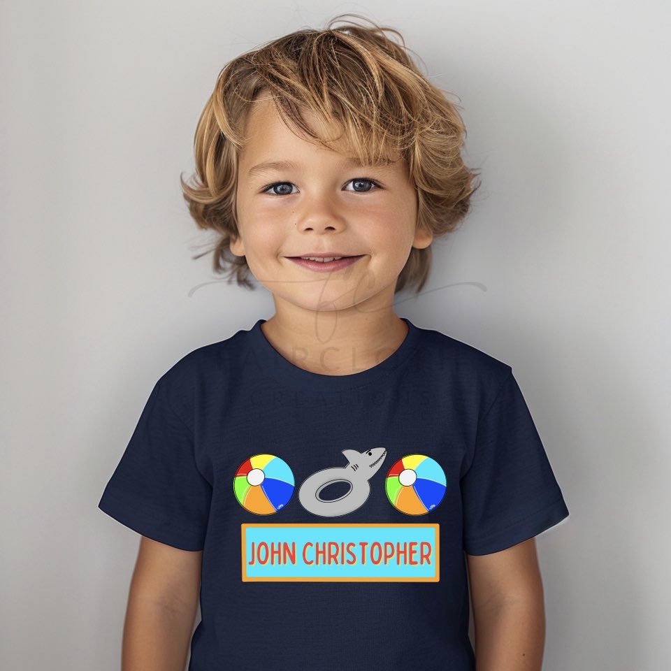Beach Ball Trio with Name Boy