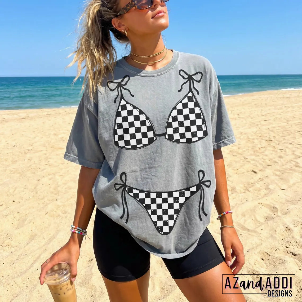 Black Checkered Bikini