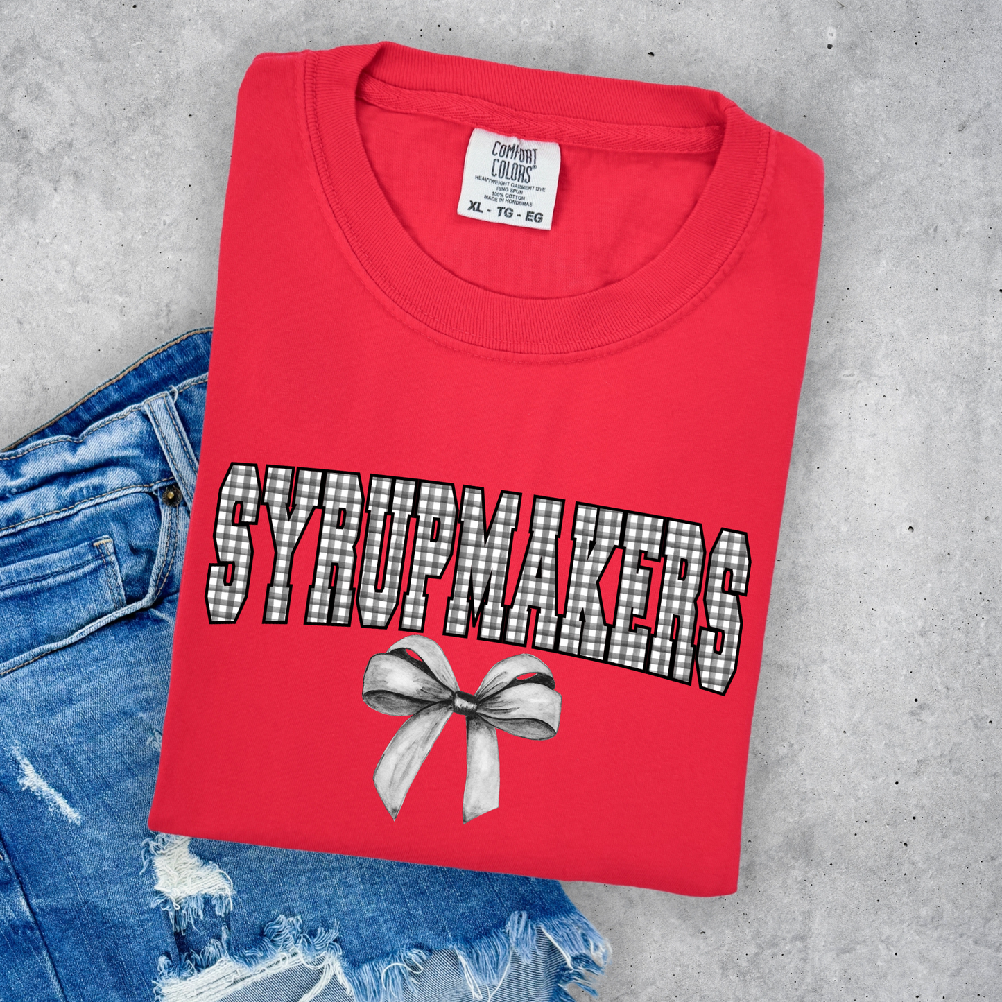 Black Plaid Syrupmakers with Bow
