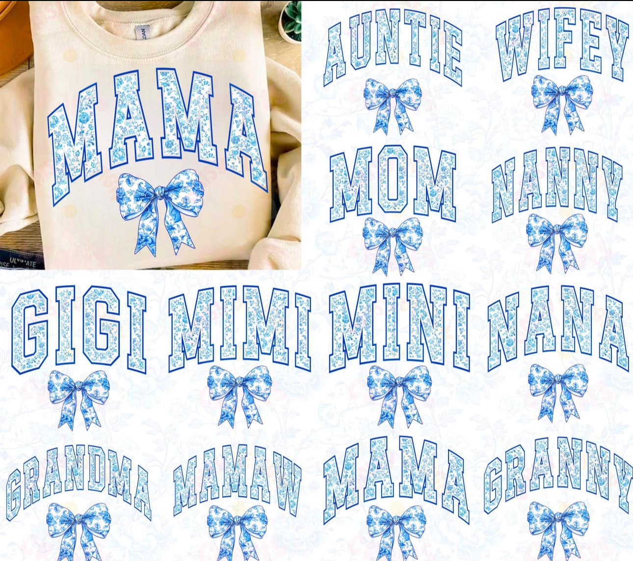 Blue Floral Mother Names