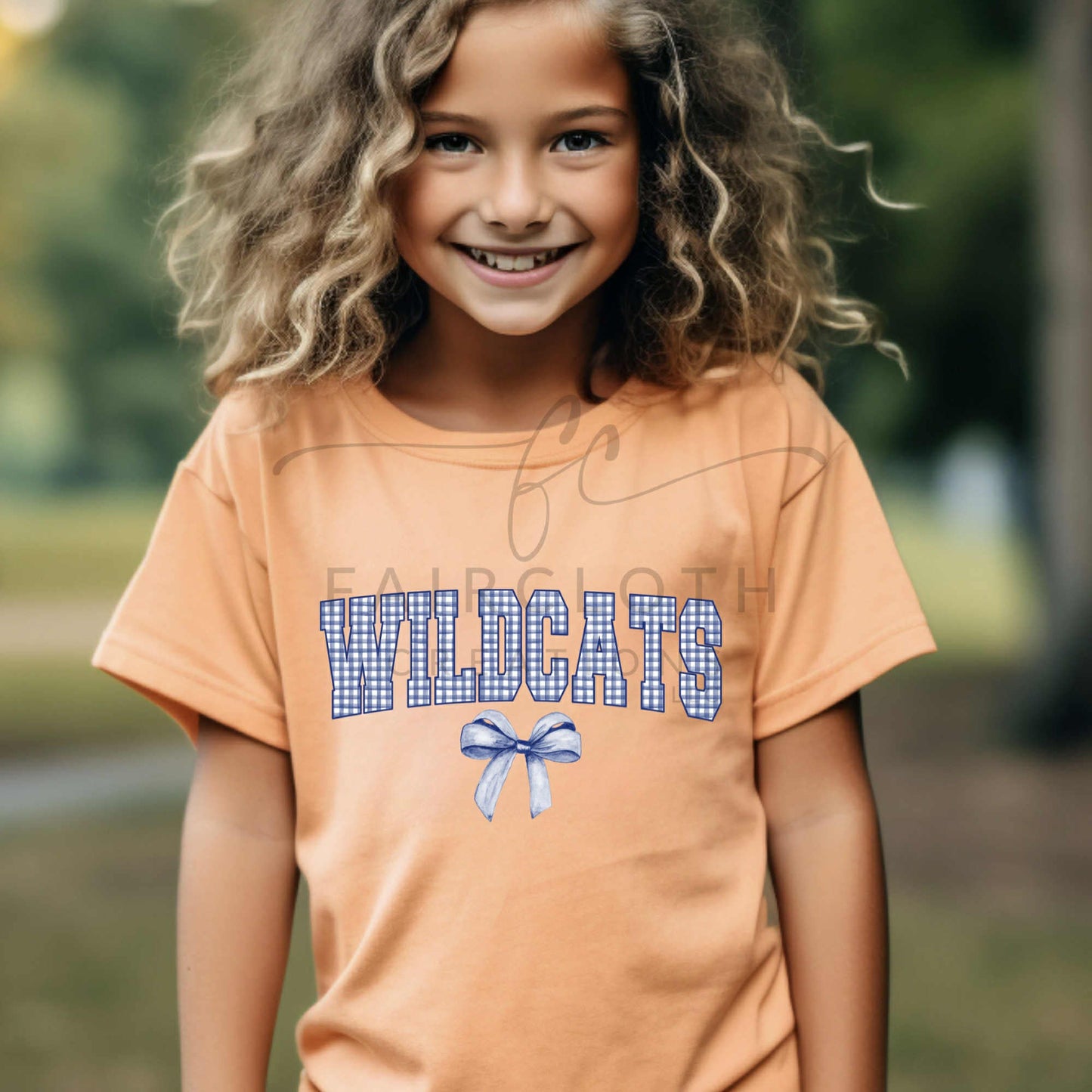 Blue Plaid Wildcats with Bow