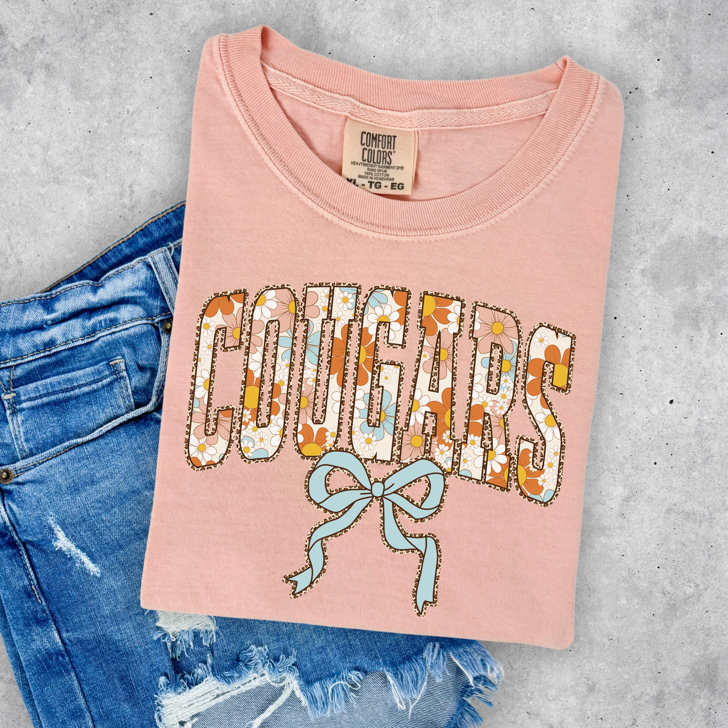 Boho Cougars with Blue Bow
