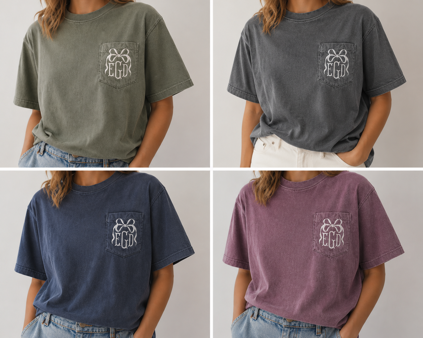 Bow Above Monogram Embroidered