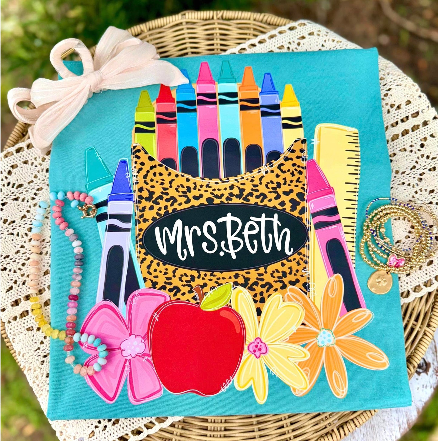 Cheetah Print Crayon Box with Name