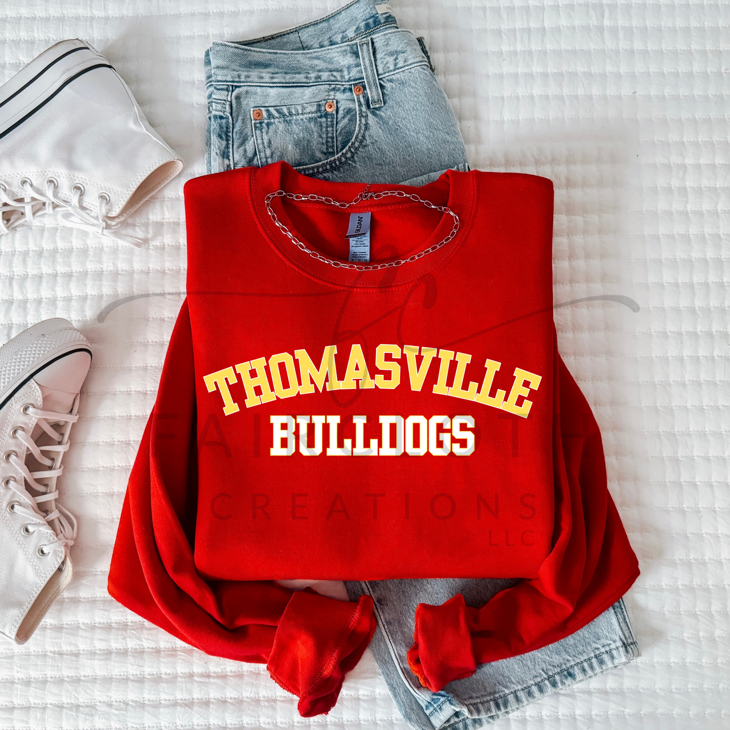 Curved- Thomasville bUlldogs- Yellow and White