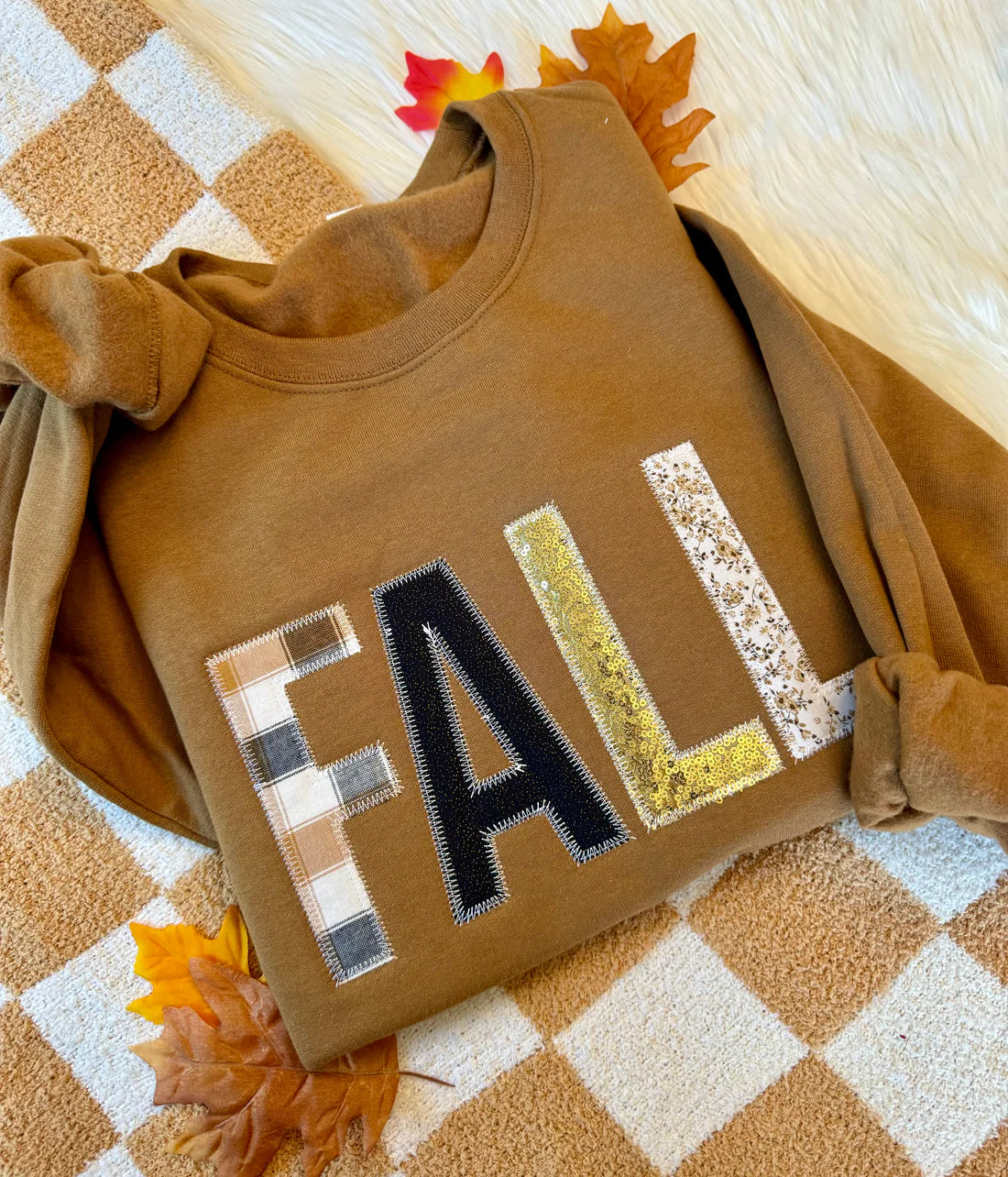 Fall Mutli Brown Theme Embroidered Applique
